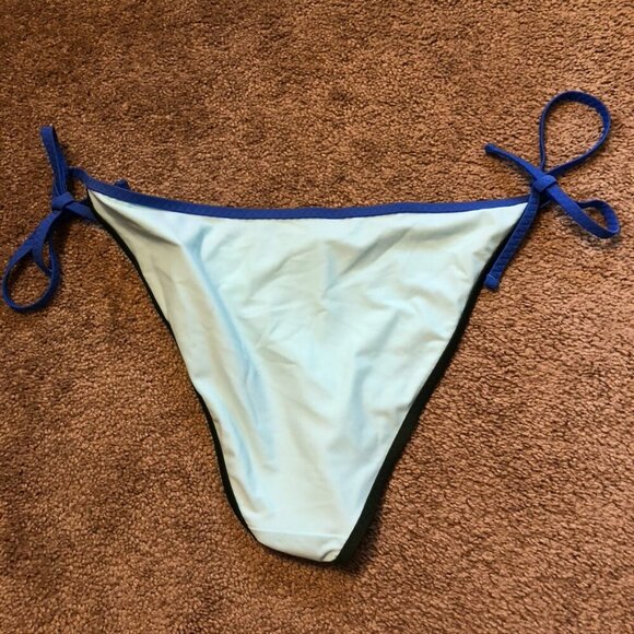 NEW NWT AERIE AMERICAN EAGLE Light Blue Cheeky Tie Side String Bikini Bottom XL - Picture 11 of 12
